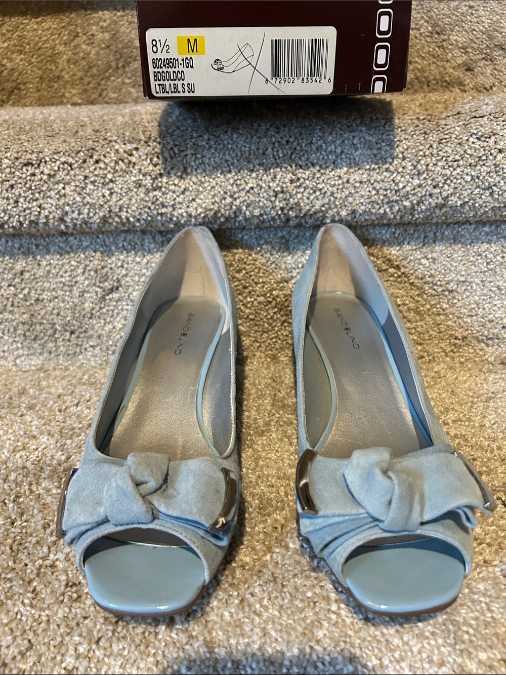 Something Blue! Bandolino Women's Light Blue Peep-Toe Bow Flats